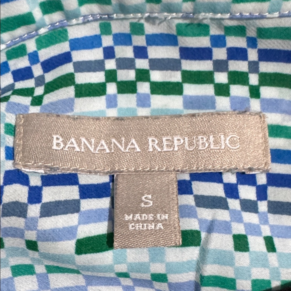 Banana Republic Cobalt blue, Aqua and Navy Patterned Blouse - Picture 5 of 8